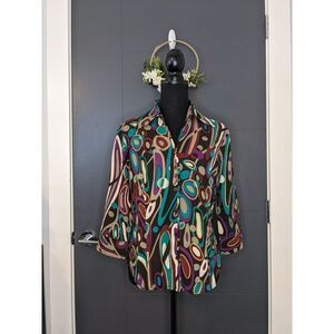 *3 for‎ $12* y2k Millenium Retro 70's Inspired Groovy Button Up - Medium